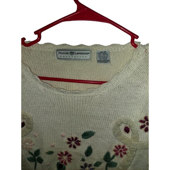 Vintage Maggie Lawrence Collection 14/16 w/Beading, Embroadery, Ribbon Sweater - Picture 7 of 8